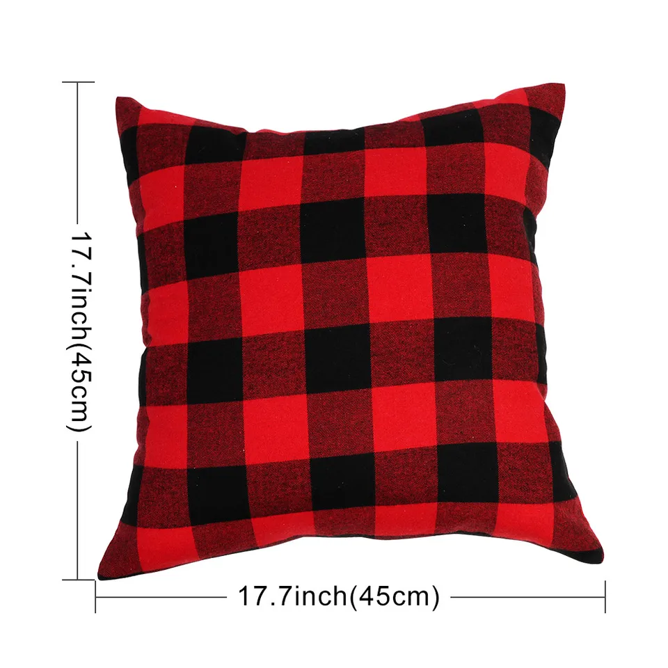 POMOTER Buffalo Plaid Blue Beige Check Throw Pillow Cover,Traditional Checkered Decorative Pillow Cases Cotton Linen Square Cushion Covers For Sofa Couch,18"x18