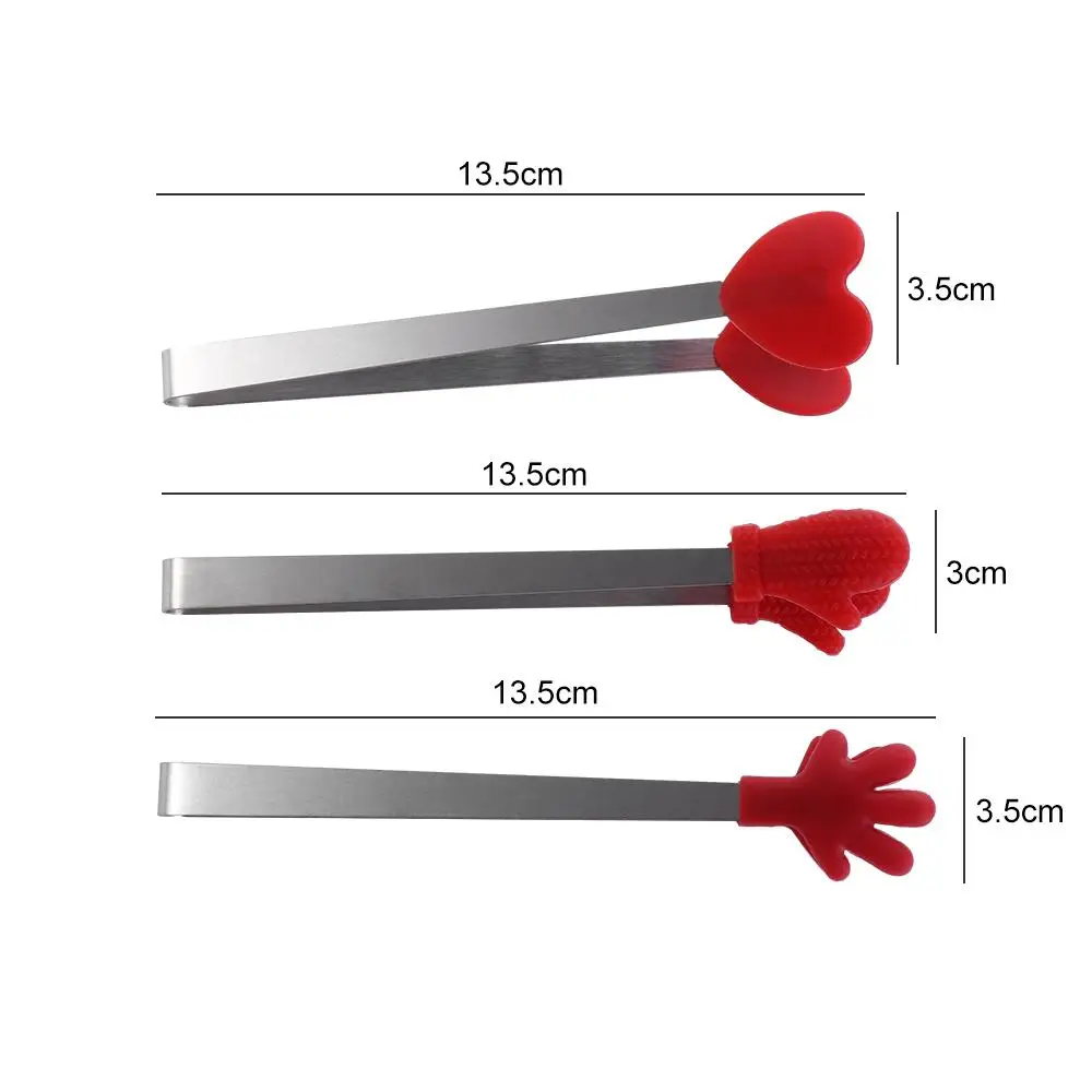 Silicone BBQ Grilling Tong Kitchen Cooking Salad Bread Serving Tong Non-Stick Barbecue Clip Clamp Stainless Steel Kitchen Gadget
