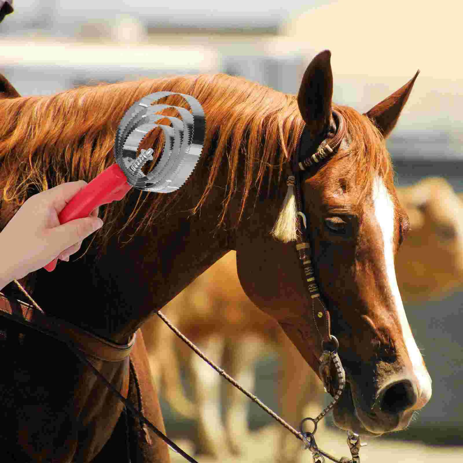 2 Pcs Horse Hair Brush Bridegroom Cow Tails Stainless Steel Saddle Covers for Western 4
