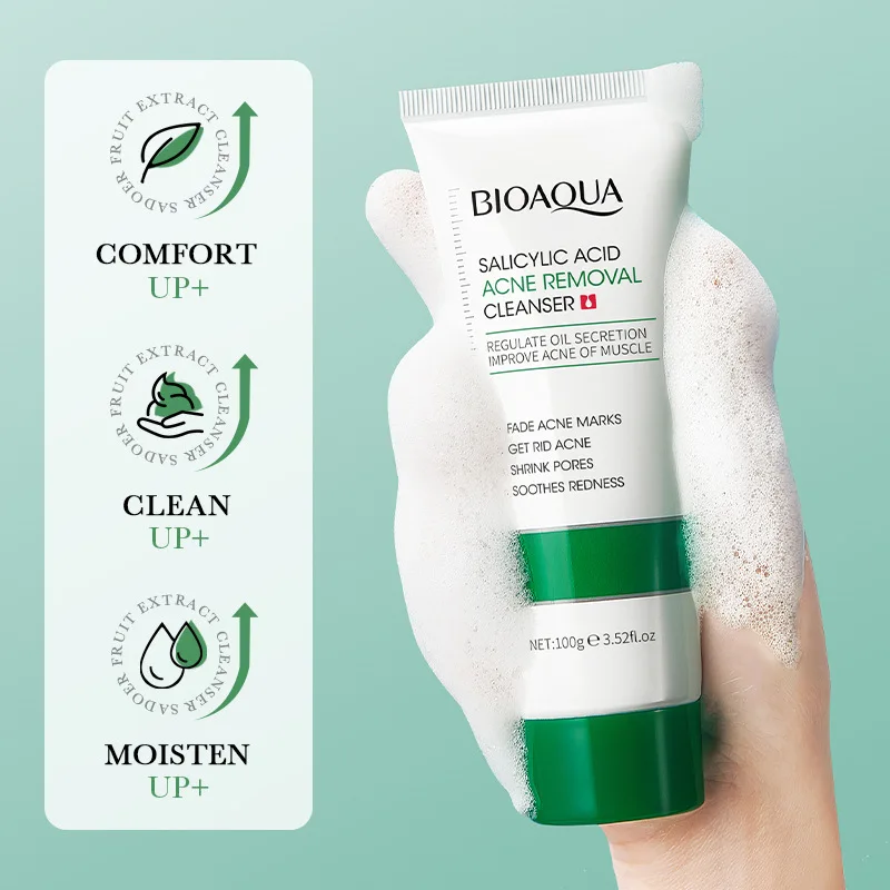 BIOAQUA Salicylic Acid Facial Cleanser Acne Treatment Moisturizing Oil Control skincare Face Wash Foam Face Cleanser Skin Care 3