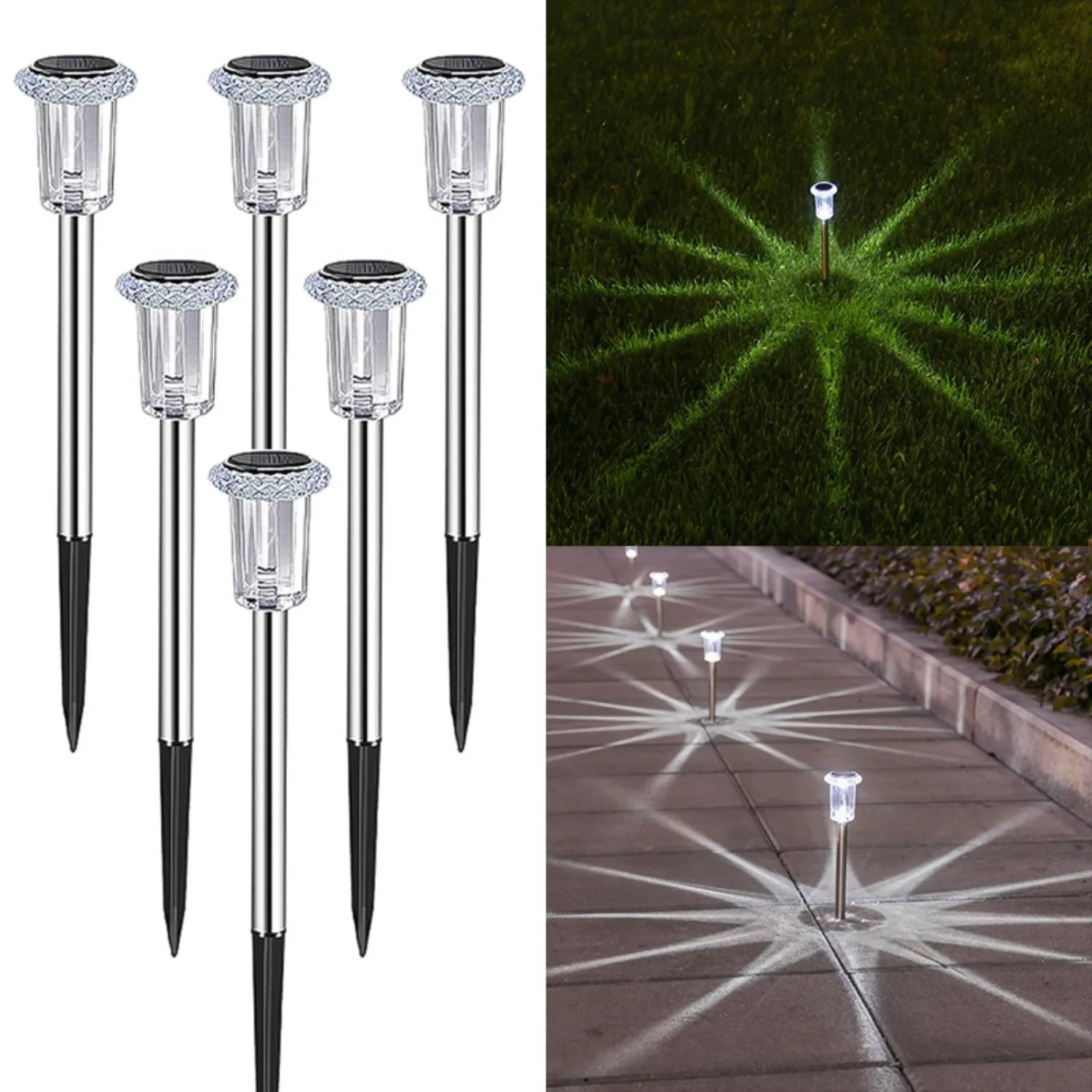 Solar Outdoor Lights,Waterproof Stainless Steel Solar Stake Lights for Pathway Garden Yard Path Walkway Driveway Lawn Decor led solar path stake lights