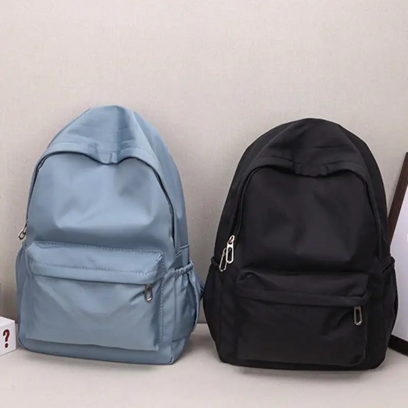 Women's Leisure Backpack Large Capacity Solid Color Simple Fashion College Student Travel Backpack 4