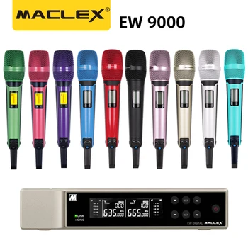 MACLEX-EW9000 UHF 장거리 듀얼 채널 핸드 헬드 전문 무선 마이크 시스템, 무대 성능 다이나믹 마이크