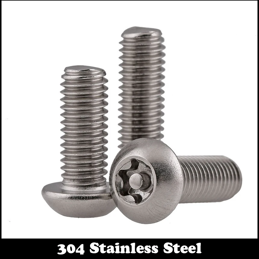 M3 M4 M5 M6 4mm 5mm 6mm 8mm 10mm to 50mm 304 Stainless Steel 304ss Torx Six Lobe Pin In Round Pan Head Machine Security Screw |