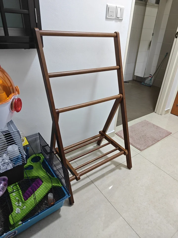 Japanese Style Solid Wood Clothes Hanger Creative Bedroom Bedside Pants Rack Attractive Clothes Storage Folding Stand Hat Shelf