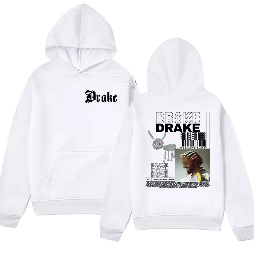 Hot Drake Vintage 90s Hoodie for All The Dogs Hooded Sweatshirts Men Women's Rapper Hip Hop Oversized Fleece Pullover Hoodies