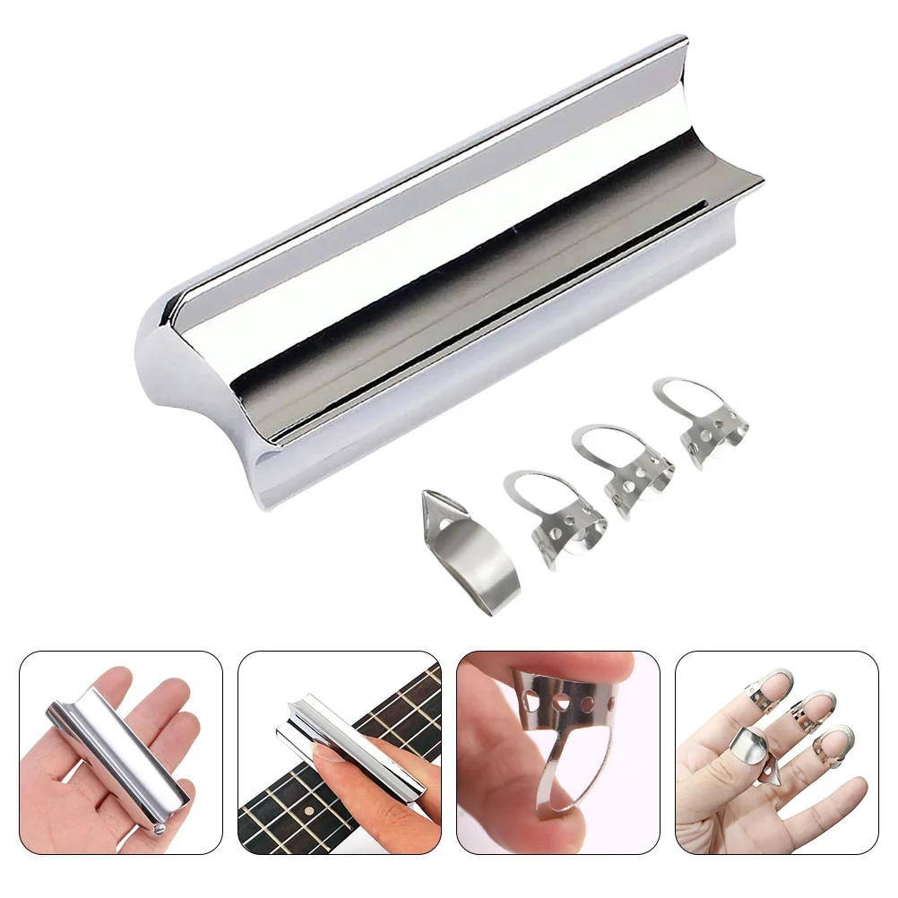 

5 Pcs Electric Guitar Sound Bar Standard Slide Brass Fittings Metal Slides Stainless Steel Bass Picks Tone Bars Lap