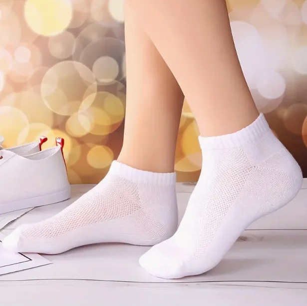 Women's Summer Mesh Ankle Athletic Running Socks Black&White&Gray Thin Low Cut Socks Breathable No Show Sports Men's Socks Image 4