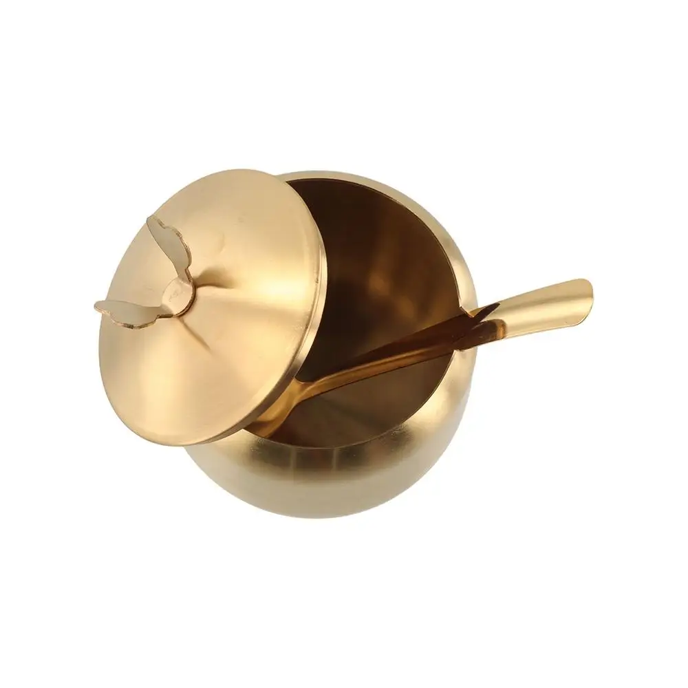 Spice Jar Seasoning Jar Seasoning Bottle Stainless Steel Sugar Bowl Spoon Lid Gold Silver Storage Jar Durable Large Capacity Seasoning Pot Salt