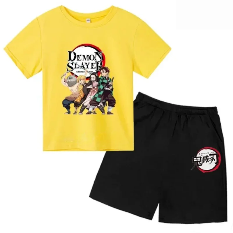 thumbnail image 1 of Conjunto de camiseta y pantalones cortos con estampado de Kamado Nezuko de Demon Slayer para adolescentes y niños, ropa de manga corta para niños y niñas, 1 of 5