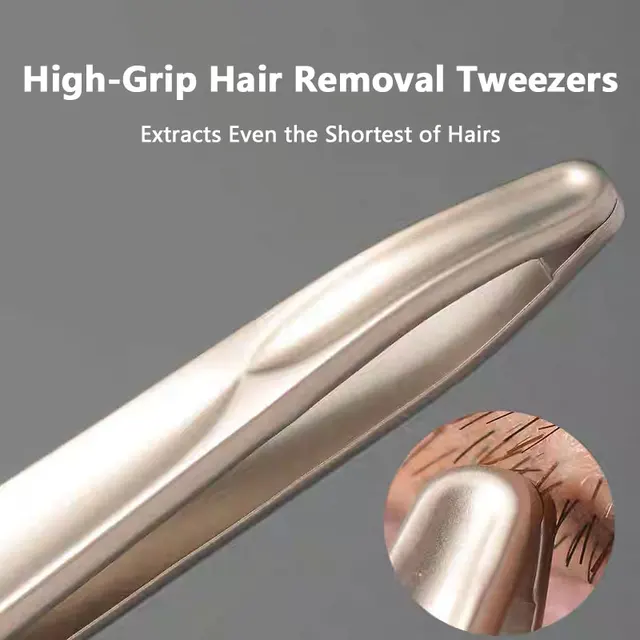 Premium Round Head Tweezers for Eyebrow & Facial Hair Removal Seamless Clips Short Hair Precision Beard Clip 2
