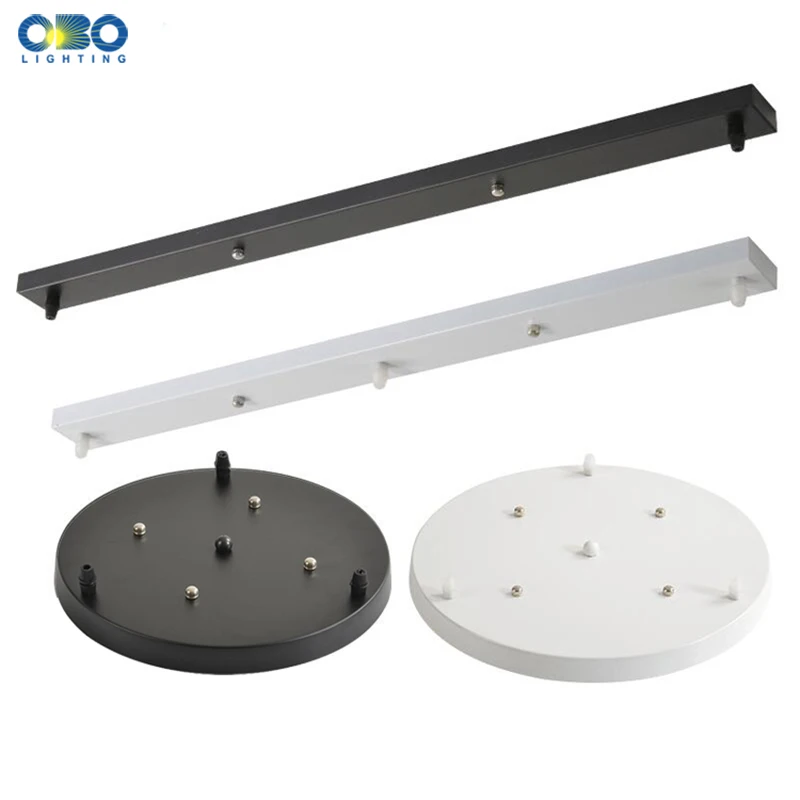 Ceiling Plate Black/White Iron Pendant Lamp Bases DIY 2/3/4/5 holes 25cm/30cm/40cm/50cm Straight/Round Ceiling Base