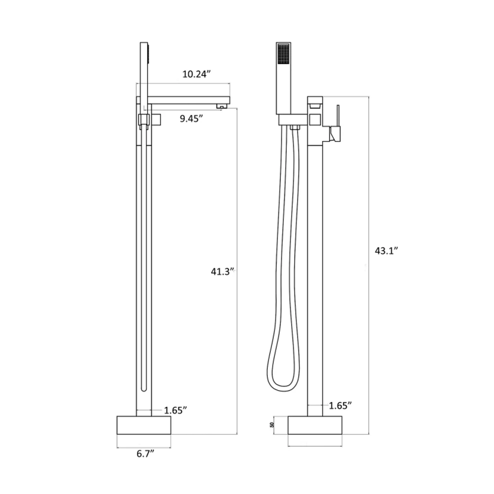 Freestanding Bathtub Faucet with Hand Shower 3
