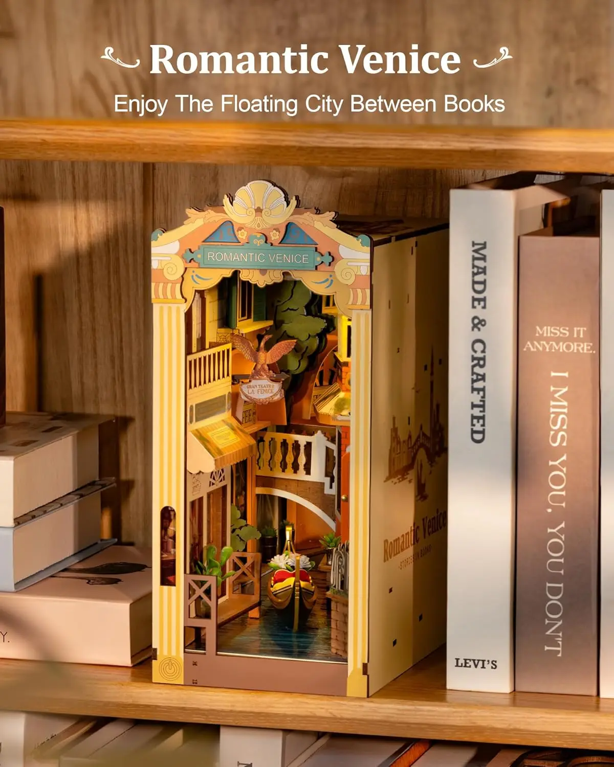 Robotime Book Nook Kits Romantic Venice with LED Lights 3D Wooden
