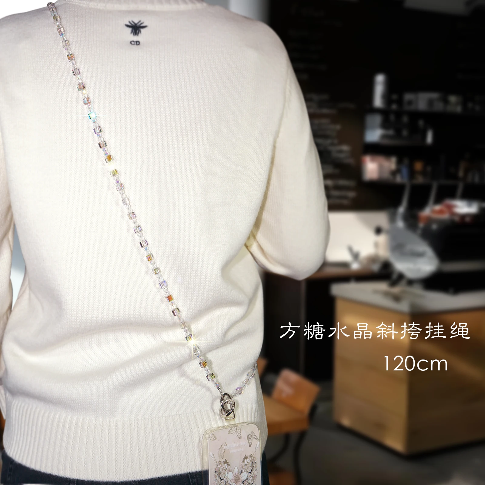 Fashion Crystal Crossbody Phone Lanyard with Leisure Neck Rope Strap