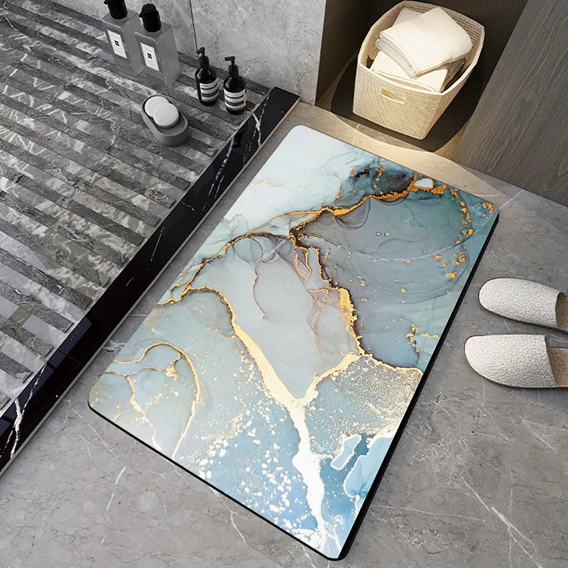 

Nordic Super Absorbent Bathroom Rug Quick Dry Shower Bath Mat Diatomaceous Earth Marble Pattern Anti-slip Door Kitchen Toilet