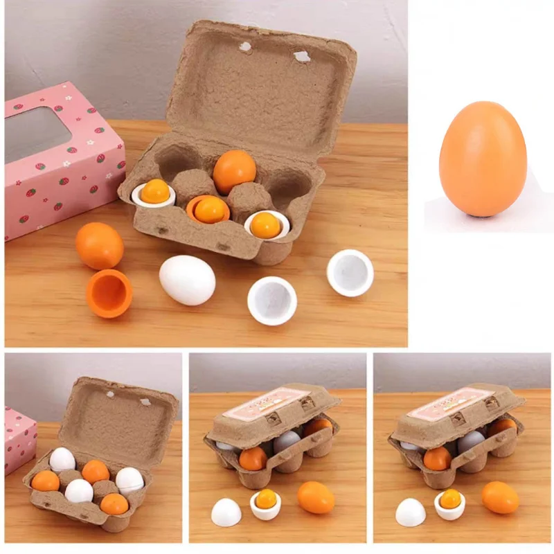 6 шт., деревянные игрушечные яйца-желтки для детей игрушечные блоки динозавр насекомое для сборки детей