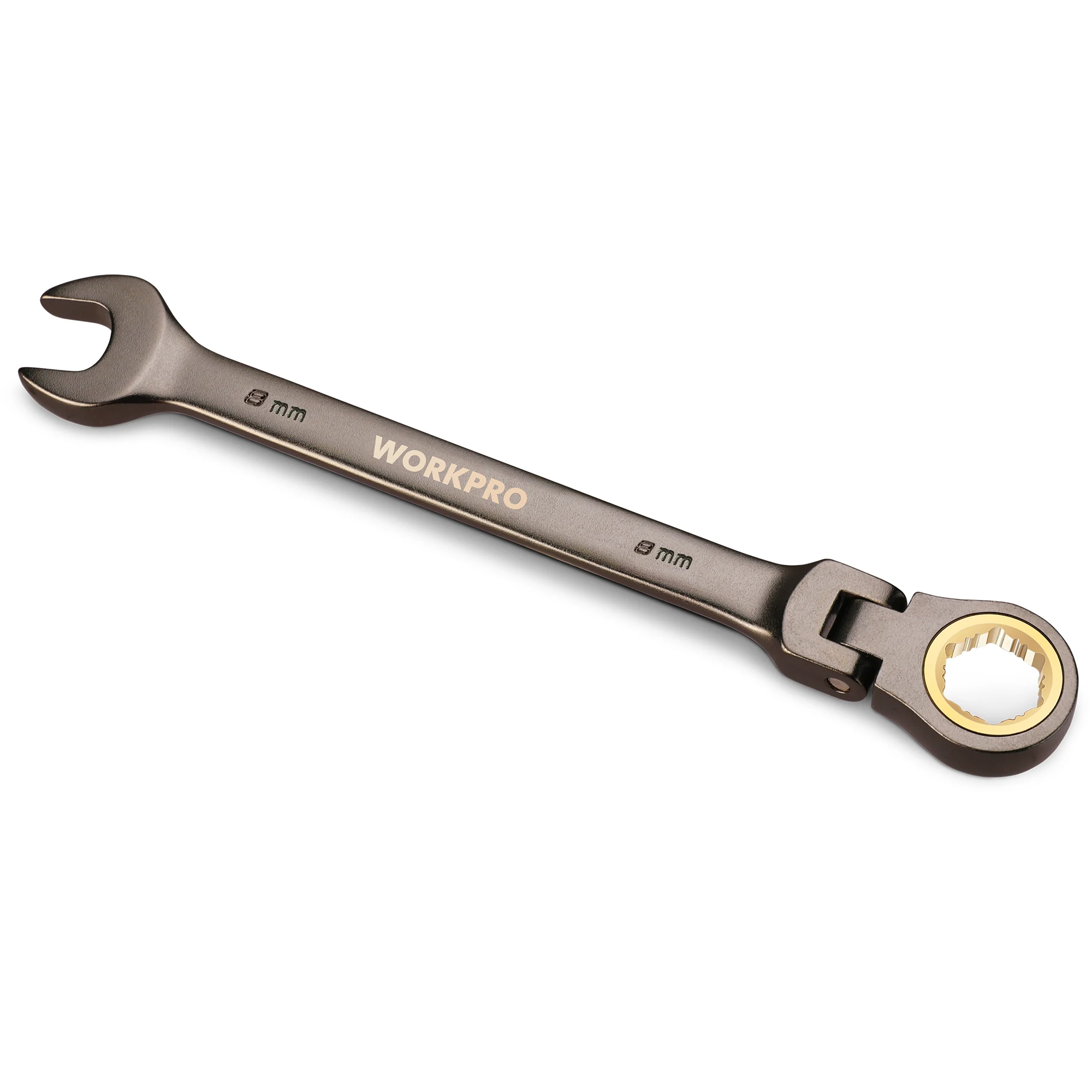 WORKPRO 8pcs Flex-Head Ratcheting Combination Wrench Set SAE 5/16-3/4 in 72-Teeth CR-V Constructed