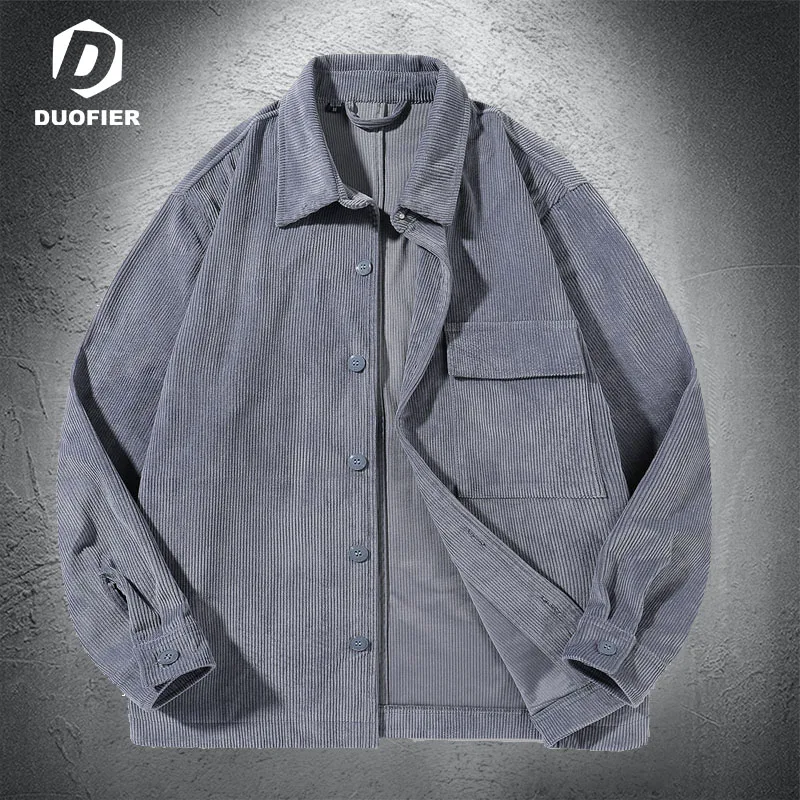 

New Spring Autumn Corduroy Men Jacket Solid Button Coat Retro Fashion Loose Outerwear Male Streetwear All-match Jackets Tops