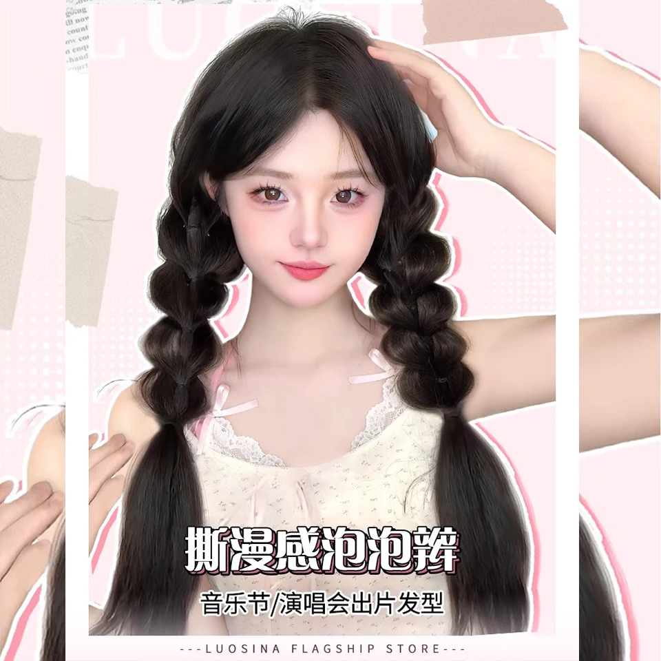 OLACARE Synthetic Ponytail Extensions Long Braids Pony Tail Heat Resistant Fiber for Women Brown Braid Hair Ponytail