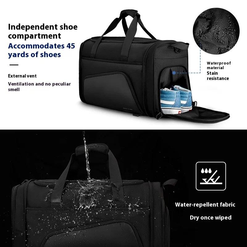 Foldable Duffle Gym Bag with Shoes Pouch for Men