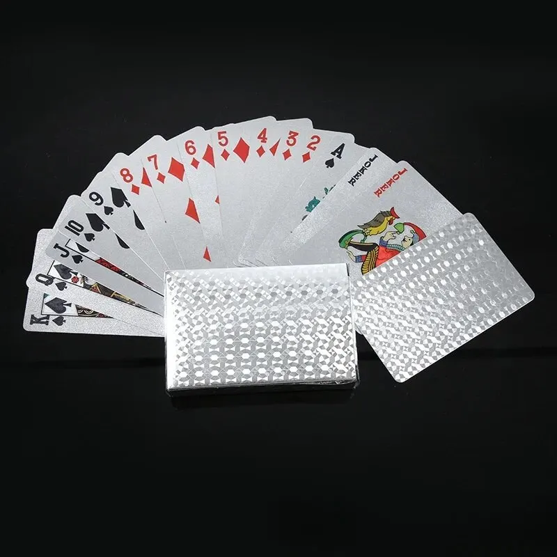Silver Foil Playing Cards Poker Game Waterproof Plastic Gift Collection card game