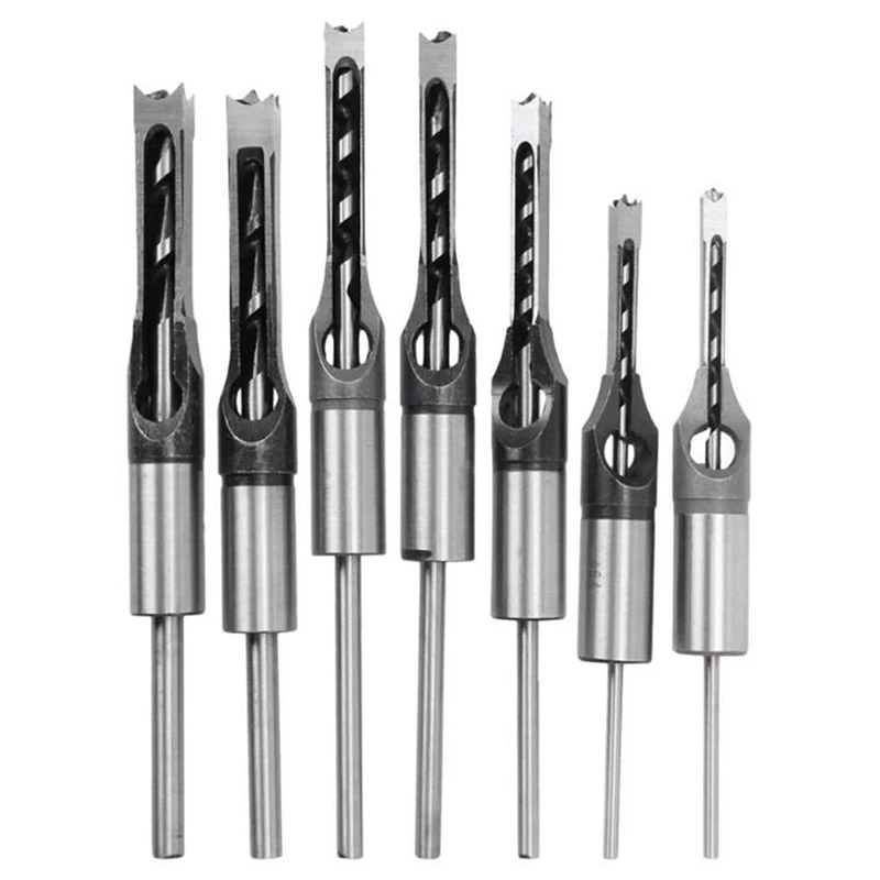 JUSTINLAU HSS Square hole drill Woodworking Drill Tools Auger Mortising Chisel Drill Set DIY Furniture Square Woodworking drill