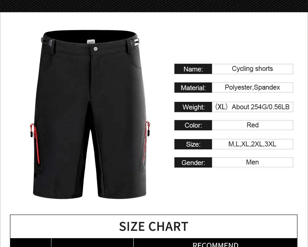 Description Picture 3 of itemWOSAWE Men's MTB Shorts Loose Fit Bike Shorts Outdoor Sports Water Resistant Cycling Shorts no pad Quick Dry