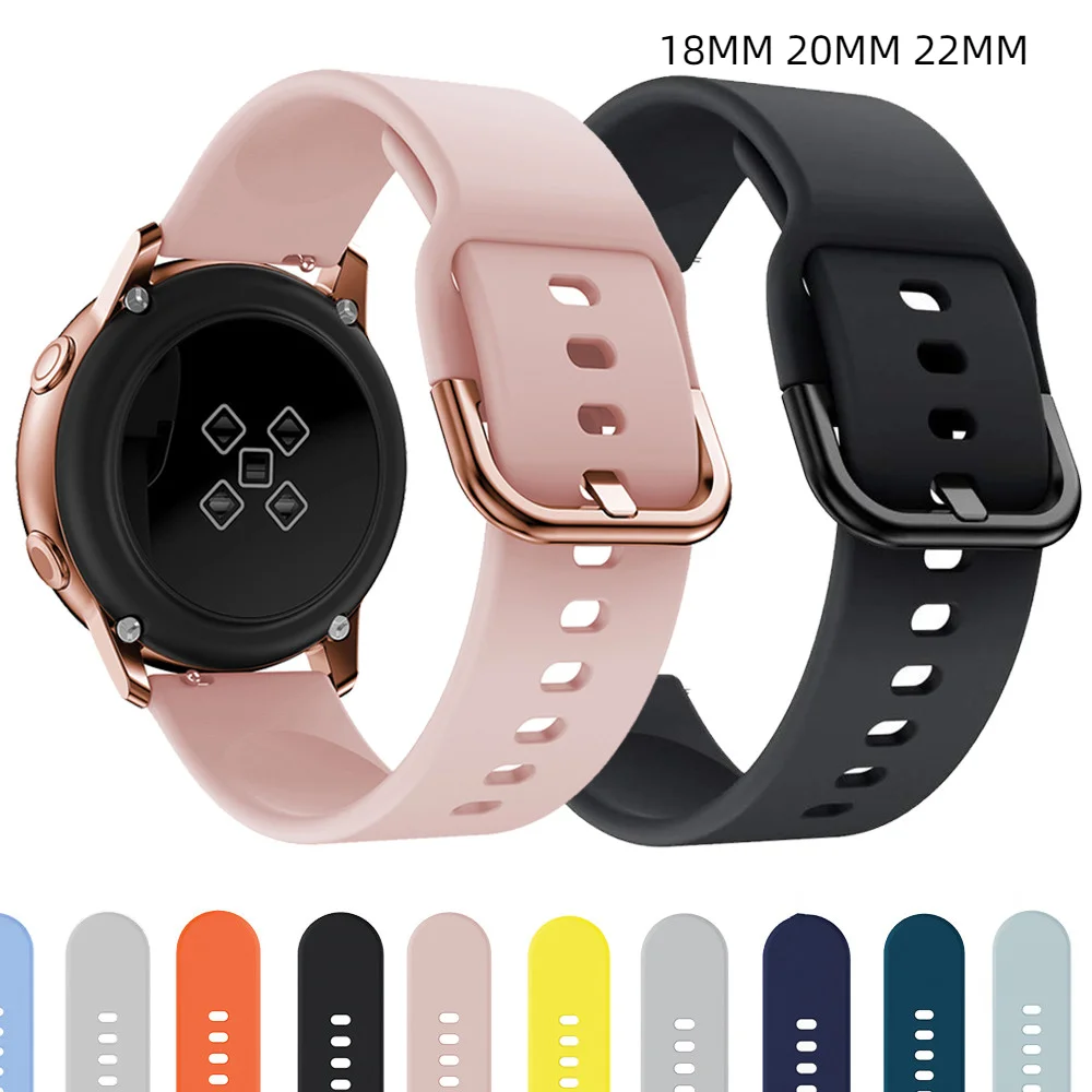 

Ремешок силиконовый для часов, браслет для Samsung Galaxy Active 2 Gear S3 46/42 мм Huawei Amazfit BIP Fossil, 18 мм 22 мм 20 мм