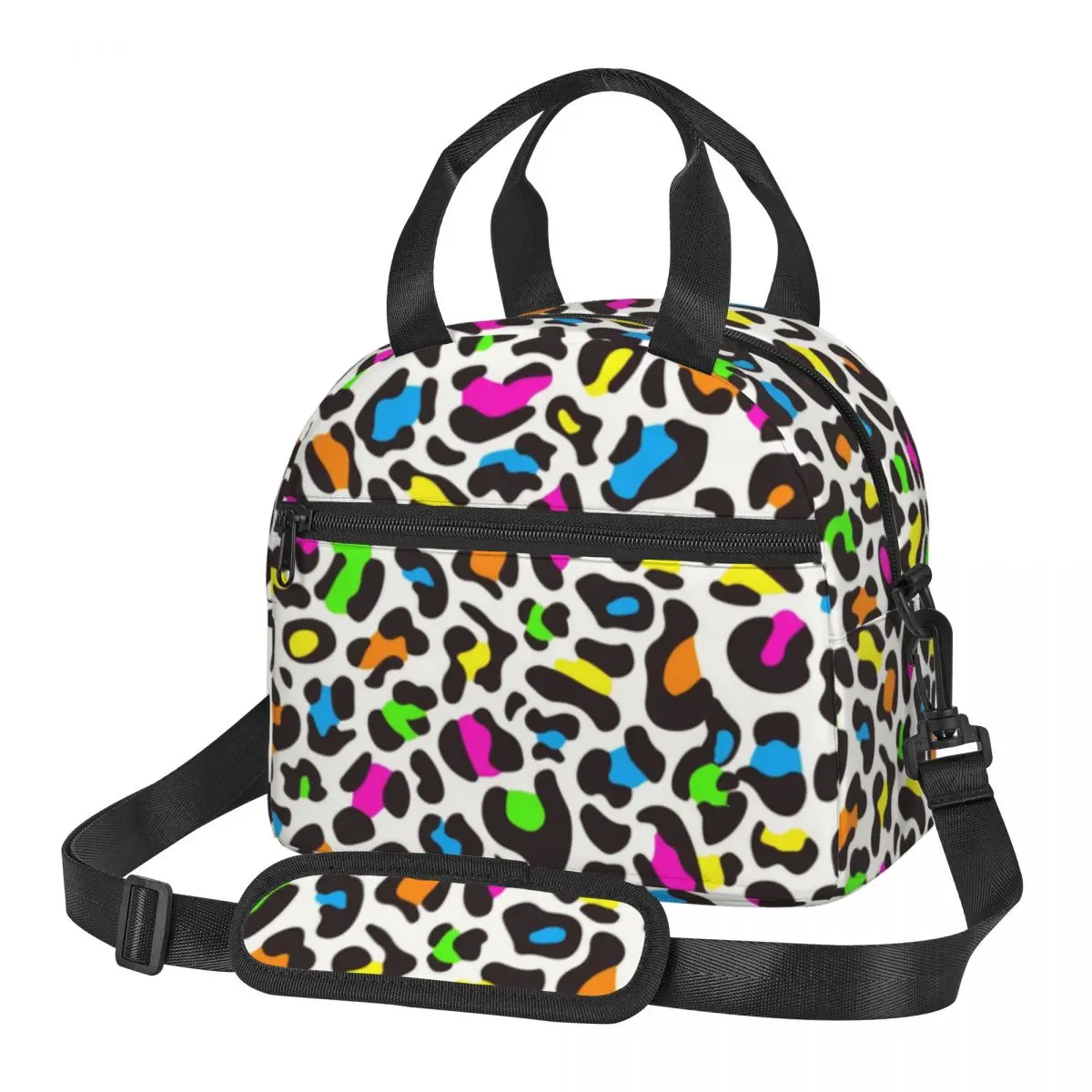 

Neon Leopard Print Thermal Insulated Lunch Bags Women Colorful Animal Skin Lunch Tote for Kids School Storage Bento Food Box