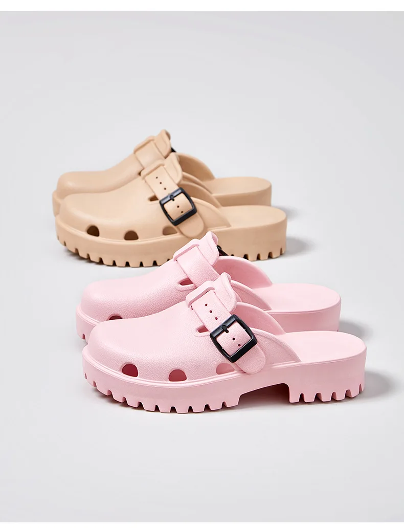 Smile Pop Women Platform Sandals Summer Clogs Slippers Fashion Women's Flat Slippers Outdoor Antiskid Waterproof Home Sandals