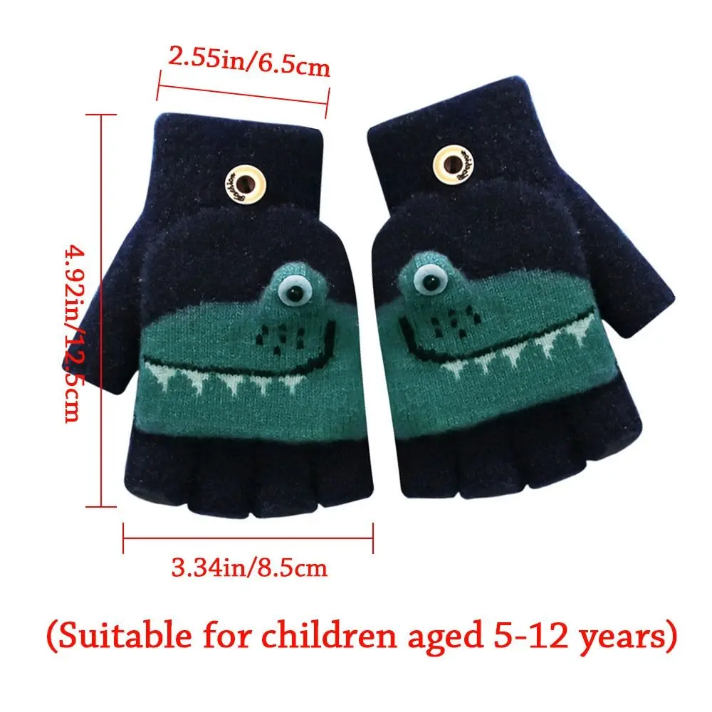 Baby Boys Girls Plush Soft Thick Warm Knitted Mittens Cute Kids Gloves For 5-12 Years Old