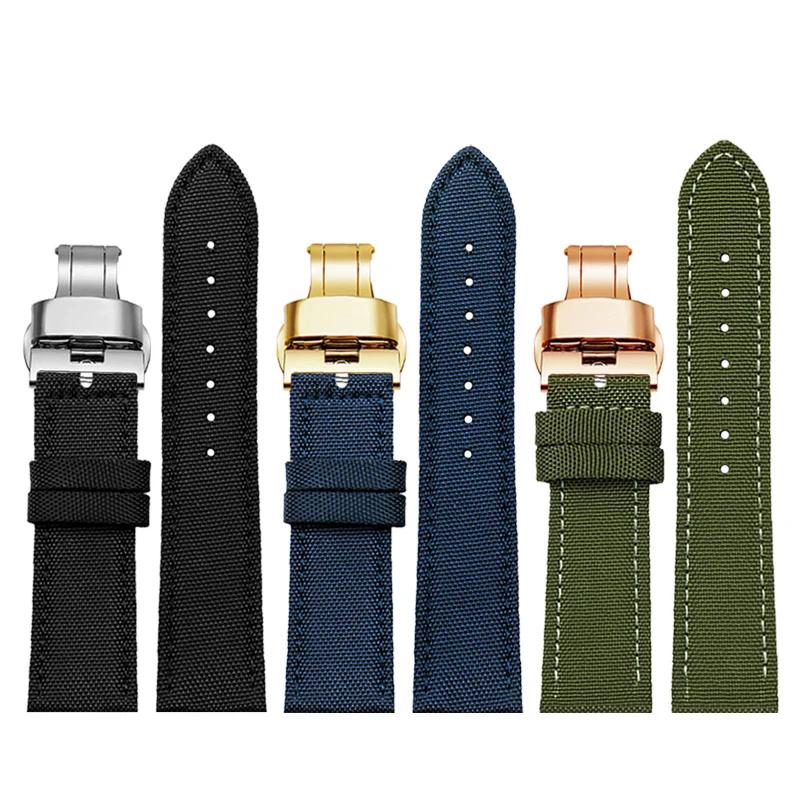 

19mm 20mm 22mm 23mm 24mm Nylon Leather Wrist Band Men Waterproof Canvas Bracelet For Omega Seiko Casio Tissot IWC Watch Strap
