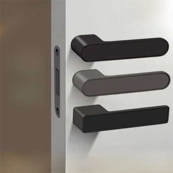 Minimalist Magnetic Door Lock One-word Handle Zinc Alloy Silent Door Lock Keyhole Ecological Door Lock For Bedroom Study