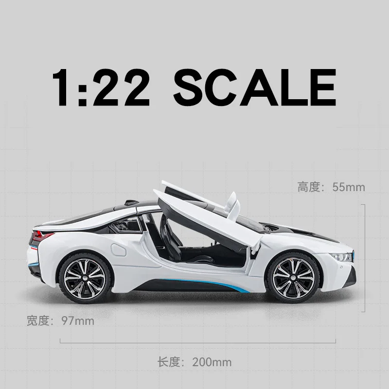 BMW i8 ミニカー ホワイト ブラック Alloy Model Amazon.com: KiNSMART - BMW i8 1:36 Scale 5