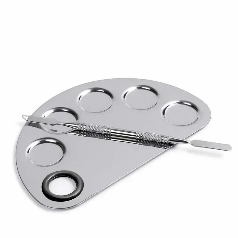 Stainless Steel Palette Watercolor Paints Makeup Face Palette Spatula Foundation Mixing Paints Oil