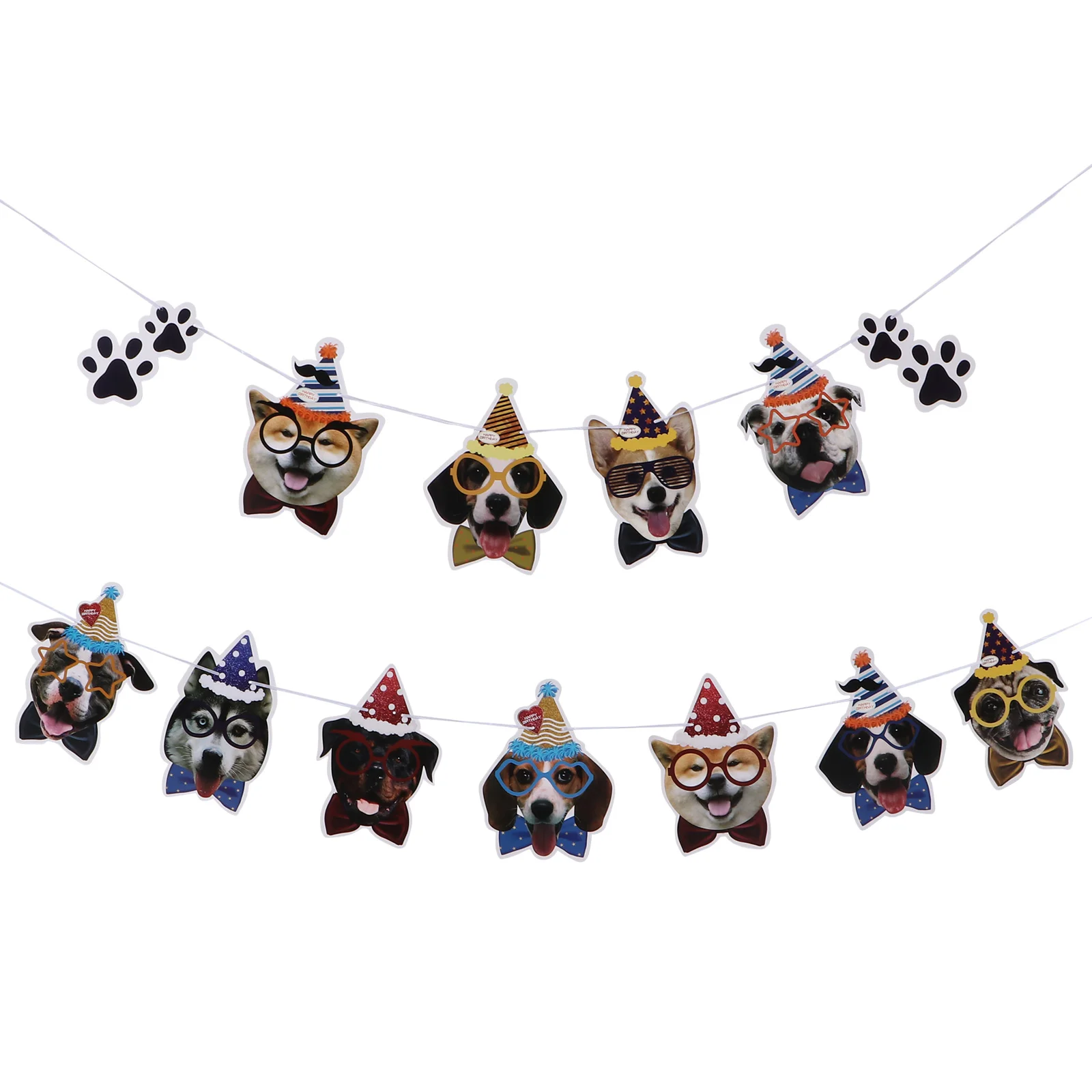

Dog Party Spiral Happy Birthday Banners Puppy Decoration Cartoon Paper Supplies Photo Props Theme