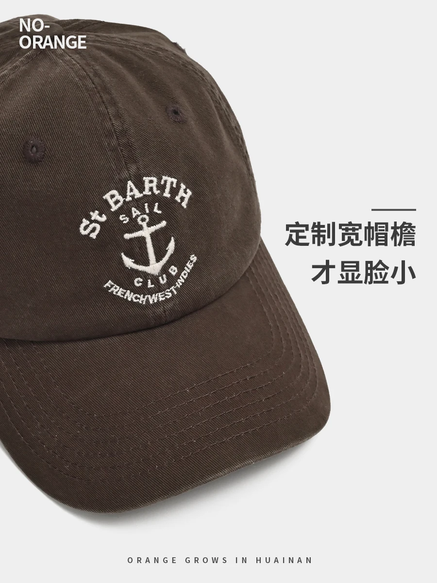 Washed-out Vintage Brushed Wide Brim Baseball Cap Female Thorn Peaked Cap Men's Sun-Shade 2