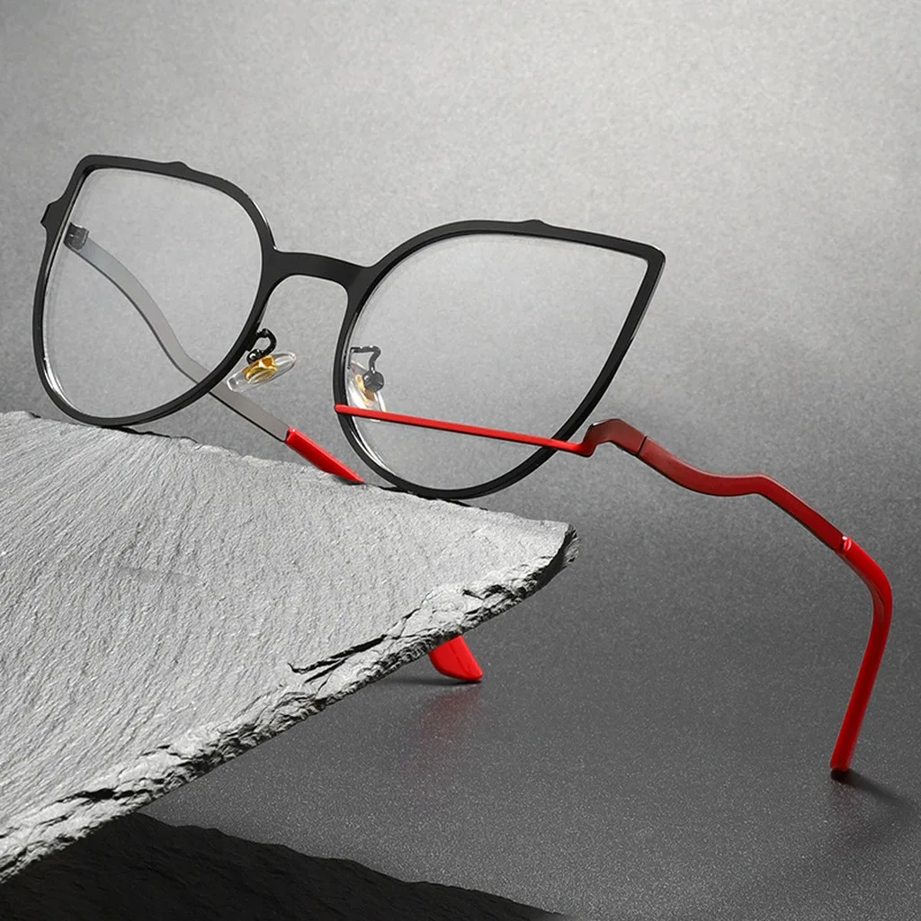 Oversized Stylish Blue Light Blocking Metal Frame Glasses