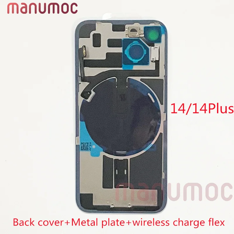 

Back Cover Glass With Iron Plate Magsafe Magnetic Ring wireless charge Flex For iPhone 14 PlusRear Door Housing Repair