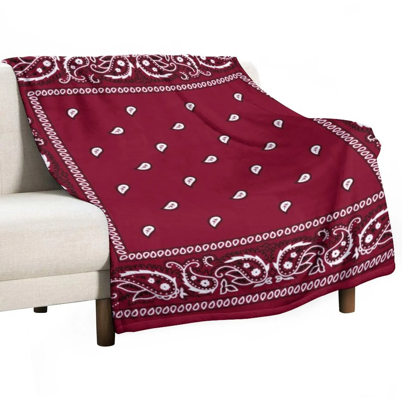 

Bandana Burgundy Throw Blanket Bed linens sofa Furry Blanket