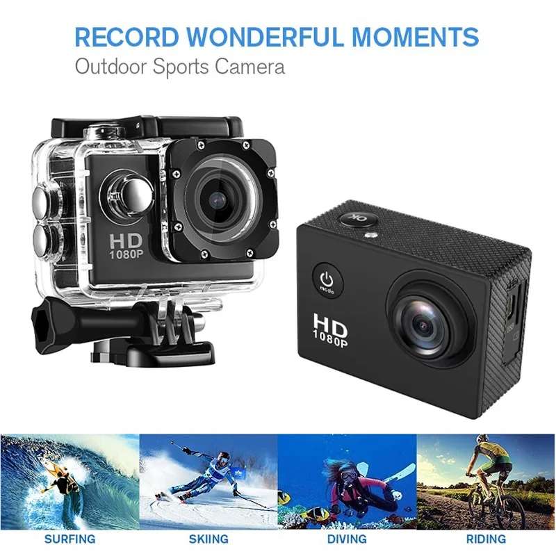 Caméra de sport de plein air étanche portable, 4K, cyclisme, sports sous-marins, révélateur, enregistrement, caméras numériques HD, caméscopes grand public