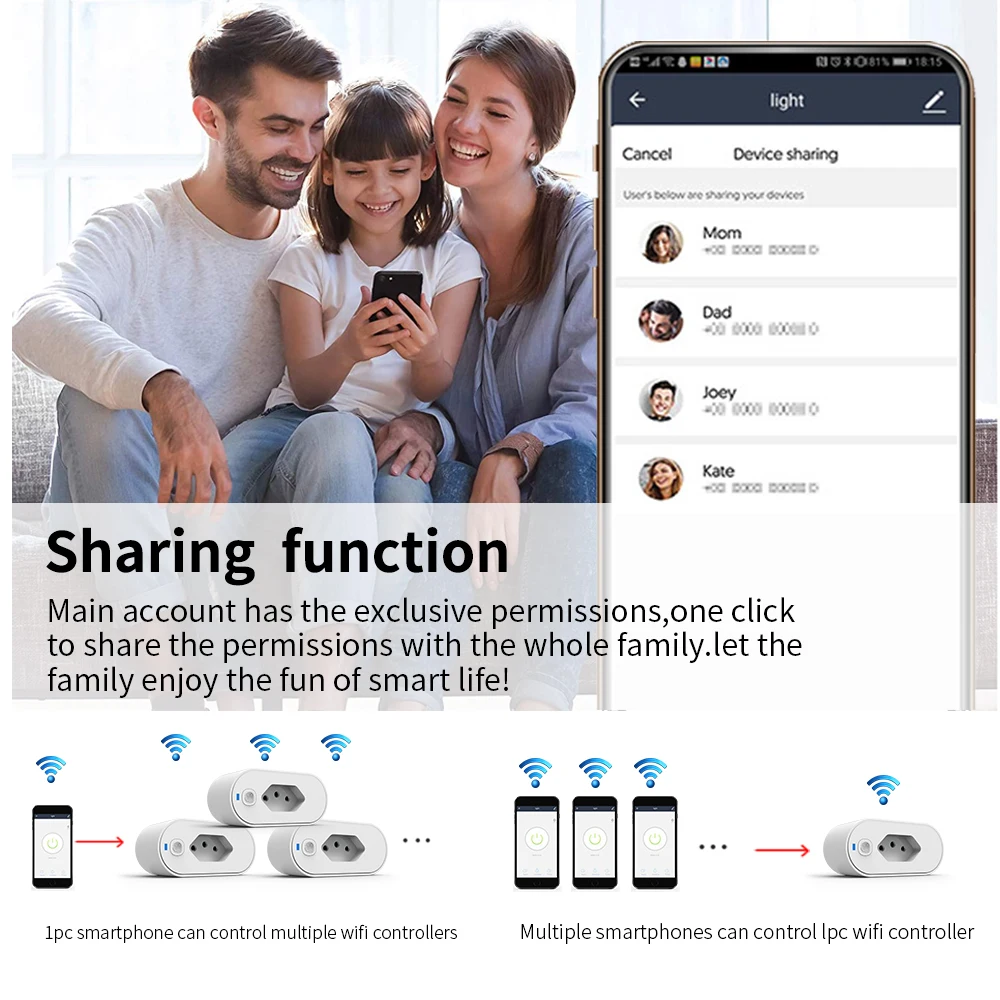 plugue Wi-Fi Tuya, padrão Brasil, aplicativo Smartlife,