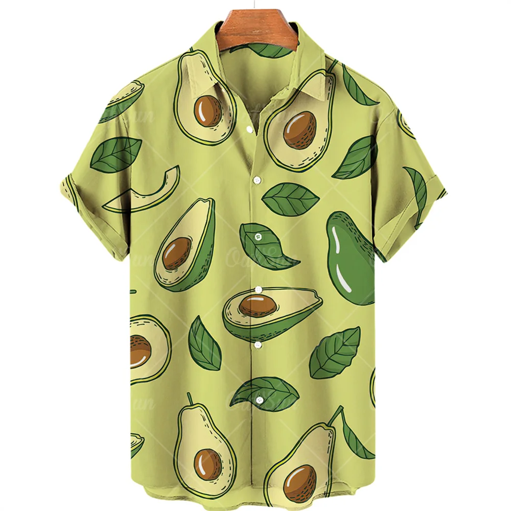 Fruit Printed Hawaiian Shirt men's Summer New Short Sleeved Shirt Outdoor Beach Suit 2024 Casual Breathable men's Clothing 5