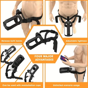 Adjustable Strap-on Automatic Male Masturbation Cup Wearable Sex Harness Male Hands Free Masturbator Sex Toys for Man Goods