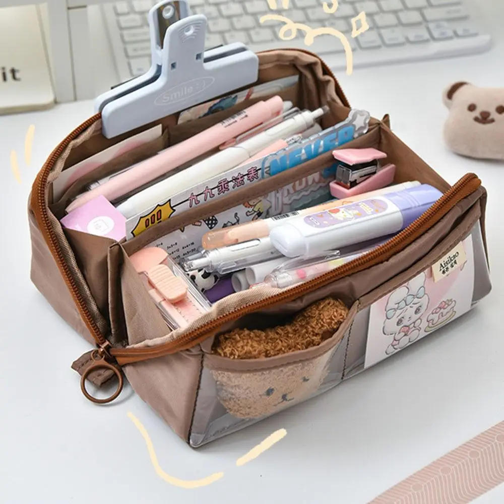여아용 마카롱 블루 필통, 미적인 디자인, 지퍼 파우치 백, 대용량 학교 문구 용품