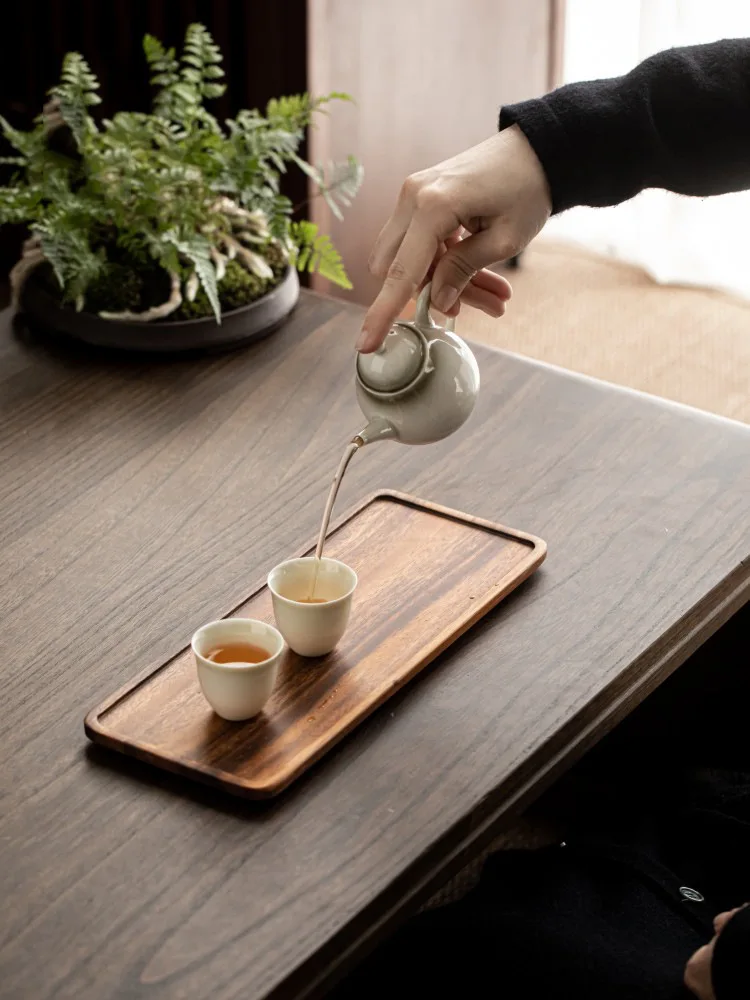 Wooden serving tray tea tray Natural Texture Rectangle Wooden Tea Tray Serving Table Plate Snacks Food Storage Dish for Hotel Home