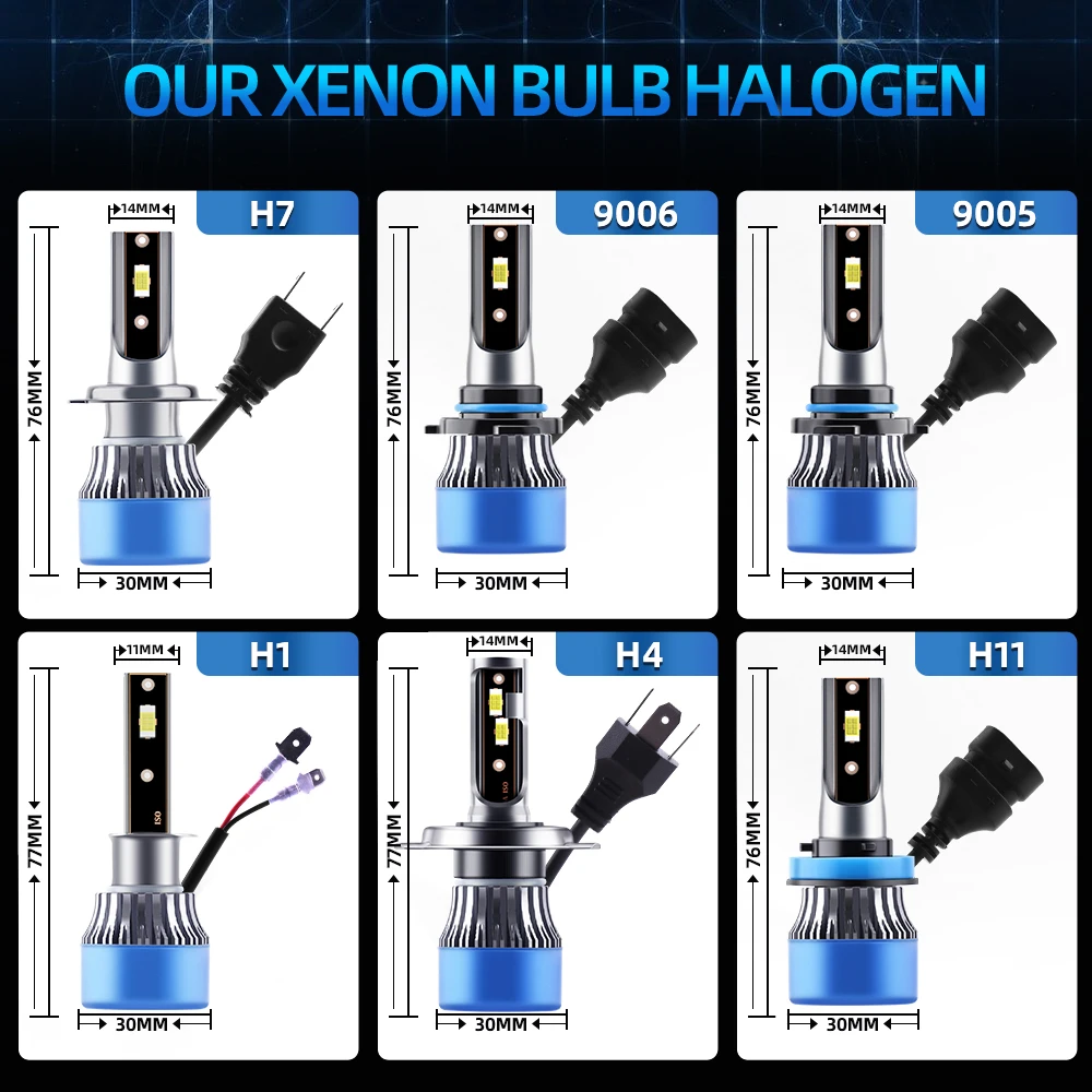 H7 LED Headlights Bulbs With Fan 200W 26000LM H1 H4 H11 9005 HB3 9006 HB4 CSP Chips Car Lights 6000K Plug&Play 12V 24V Fog Lamps