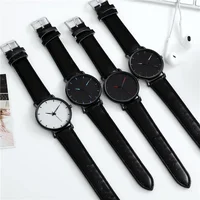 Men's Thin Strap Quartz Watch Leather Strap Minimalist Multicolor Watch Luxury Stainless Steel Dial Wristwatches reloj hombre 2