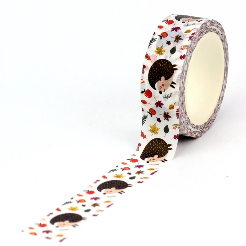 NEW 1PC 10M Deco Hedgehog Apple Fall Leaves Washi Tape for Scrapbooking Planner Adhesive Masking Tape Cute Stationery 3